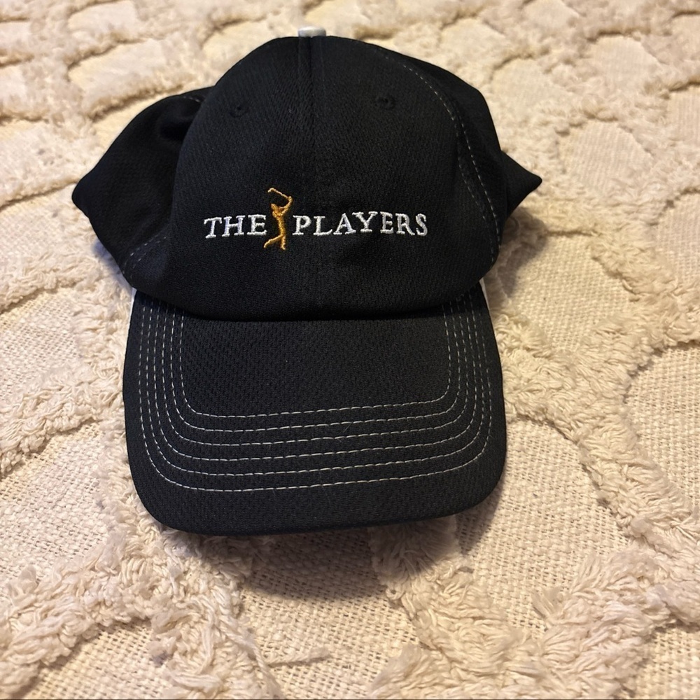 The Players Embroidered Logo Black Imperial hook and Loop Strap  TPC Golf Hat
